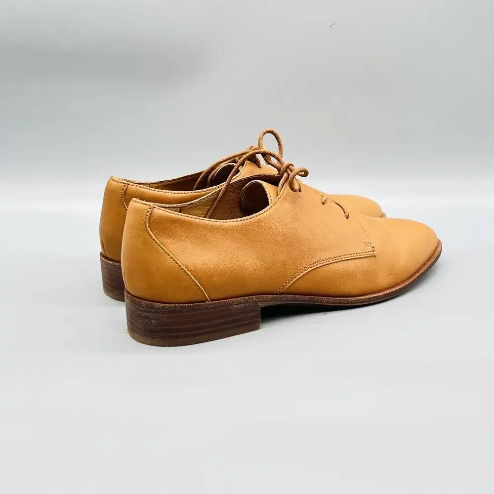 Madewell Shoes Womens 9 Brown Leather Oxford Flats Lace Up Almond Toe Casual
